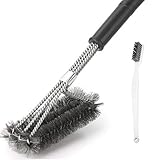 Grill Brush Cleaner Best BBQ Wire Bristles Brush 18 Inch Stainless Steel Barbecue Grill Cleaning Brush 3 In 1 Barbecue Tools For Heavy Duty Grill Cleaner Best Barbecue Brushes (Black) (Black1)