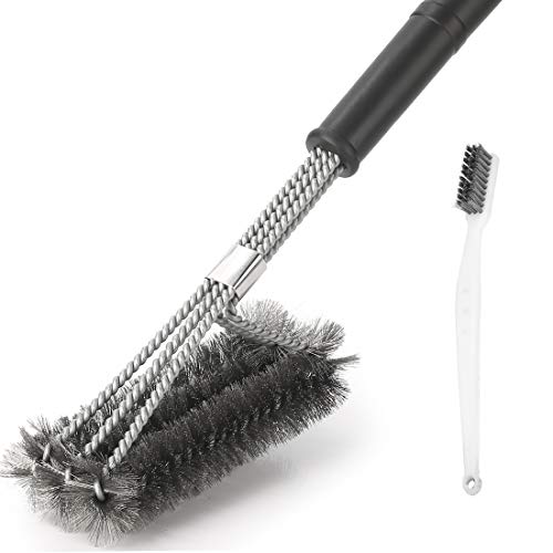 Grill Brush Cleaner Best BBQ Wire Bristles Brush 18 Inch Stainless Steel Barbecue Grill Cleaning Brush 3 In 1 Barbecue Tools For Heavy Duty Grill Cleaner Best Barbecue Brushes (Black) (Black1)