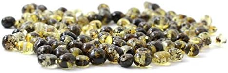 TipTopEco Loose Baltic Amber Beads - 10 Grams - Green Color - 4-5 mm Size and with Pre-drilled Holes (Polished Green)