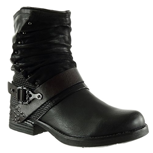 Angkorly Womens Fashion Shoes Ankle Boots Booty Biker Cavalier - Main Image