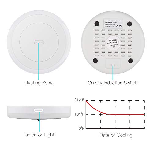 Smart Coffee Warmer, BESTINNKITS Auto On/Off Gravity-induction Mug Warmer for Office Desk Use, Candle Wax Cup Warmer Heating Plate (Up To 131F/55C) (White)