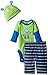 Gerber Baby-Boys Newborn 3 Piece Bodysuit Cap and Pant Set, Monster, 0-3 Months
