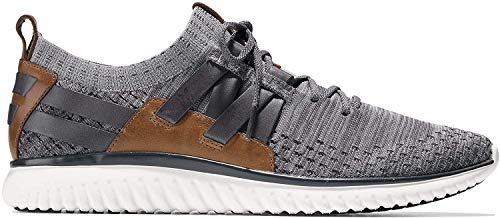 Cole Haan Men's Grand Motion Woven Stitchlite Sneaker, Magnet/Ironstone Knit/British Tan/Ivory, 15 W US