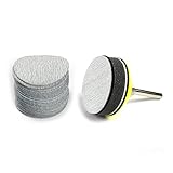 2-Inch 1000 Grit Aluminum Oxide White Dry Hook and Loop Sanding Discs with a 6mm Shank Backing Pad + Soft Sponge Buffering Pad for DIY Woodworking, 30-Pack