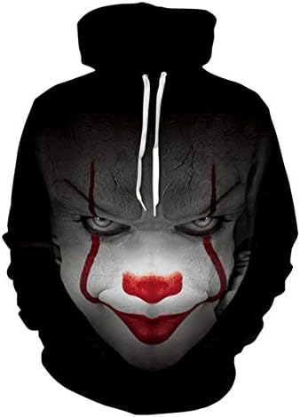 Unisex Pullovers Funny Pennywise Hoodie Joker Hooded Streetwear Sweatshirt Hoody