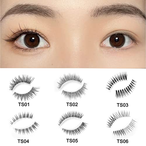 Palm Lashes Natural Look False Eyelashes Clear Band Wispy Short Fake Mink Soft Light Volume japanese lashes(TS03)
