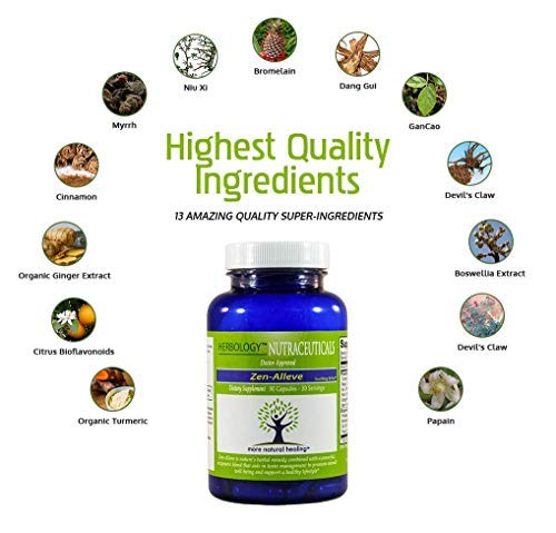 Zen-Alleve - Natural Pain Relief Joints, Osteoarthritis, Fibromyalgia - Max Bioavailability and Highest Potency Protease Enzymes, Organic Turmeric and Other Inflammation targeted Herbs. - Thumbnail 7