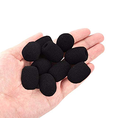 20 Pack Mini Size Lapel Headset Microphone Mic Sponge Windscreen Foam Cover Shield Protection (Black)