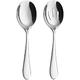 AOOSY 2 Pcs Stainless Steel Serving Utensil Set, Long Handle Serving Spoons | Slotted Spoons and Serving Spoons for Buffet, Banquet, Cooking,8.7 In,Flatware Serving Sets