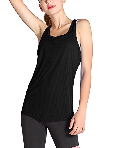 Fastorm Women's 2 Pack Running Tank Tops for Women Active Racerback Dry Fit Tank Top Black-Neon Green M