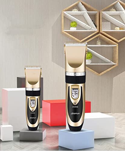 Super Quiet Cordless Battery Electric Hair Cutting Machine Rechargeable Hair Clipper Trimmer Home Barber Clippers Set (Gold)