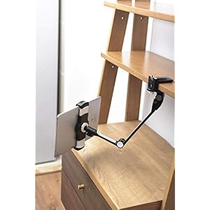 Ledetech Aluminum Adjustable Long Arm Tablet iPad Stand with 360° Swivel Bracket for Any 4-12.9″ Smart Devices fits in Office Desk (White)
