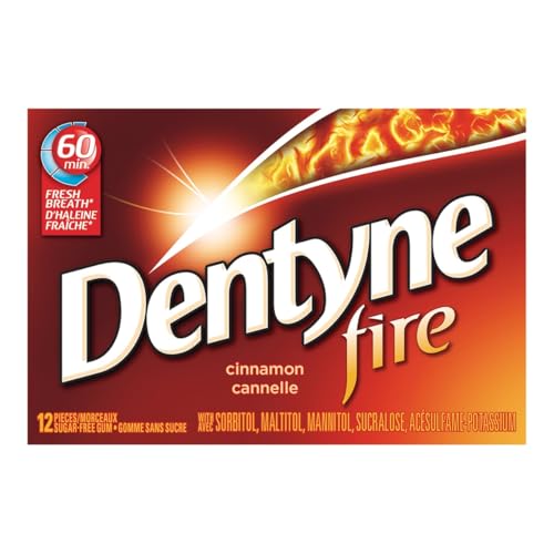 DENTYNE FIRE SPICY CINNAMON SUGAR-FREE GUM, 12 PACK