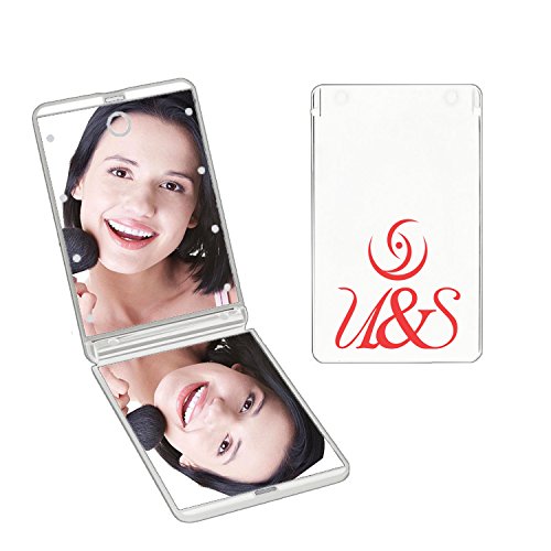 Useful & Simple Travel Makeup Mirror With Led Lights, Easy Switch On/Off Touch Pad with Adjustable Led Lights, Compact Mirror (White)