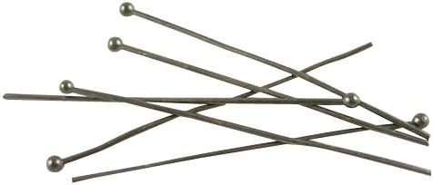 Pandahall 50pcs Black Plated Brass Ball Headpins, Size: about 0.5mm thick, 40mm Long, head: 1.5mm