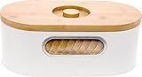 2-in-1 Modern Bread Box with Bamboo Cutting Board Lid - Space Saving Bread Bin by Mindful Design (White)