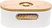 2-in-1 Modern Bread Box with Bamboo Cutting Board Lid - Space Saving Bread Bin by Mindful Design (White)