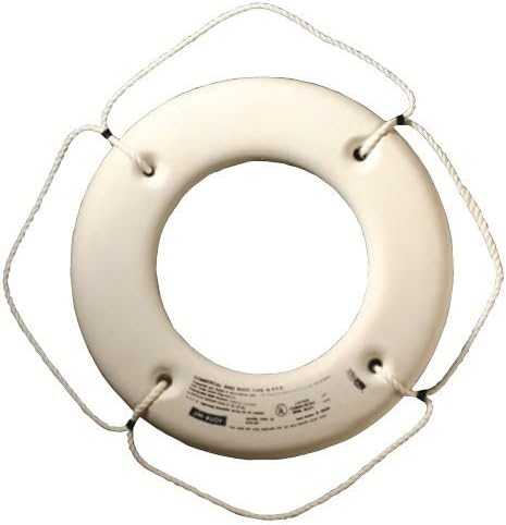 30IN White Hard Shell Ring Buoy