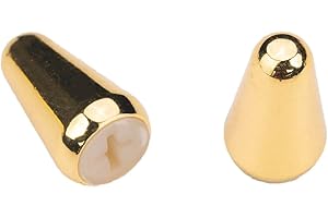 DIAO79NI Basic Metric 3.7mm Mental Guitar 5 Way Switch Tips Pickup Selector Switch Knobs Caps for Import Strat/Stratocaster Style Electric Guitar, Gold (Set of 2)