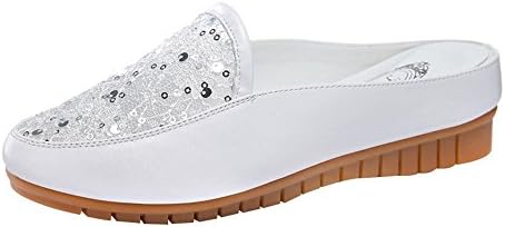 PerfectAZ Women Fashion Casual Round Toe Breathable Mesh Slip On Soft Comfort Anti-Skid Mules Sandals Slippers(8 B(M) US, White)