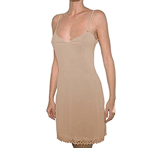 Anemone Women's Non-Cling Silky Smooth Full Slip - Nude w/Lace Hem - Large
