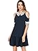 Romwe Women's Casual Lace Applique Cold Shoulder Keyhole Back Ruffle Hem Tee Top Dress
