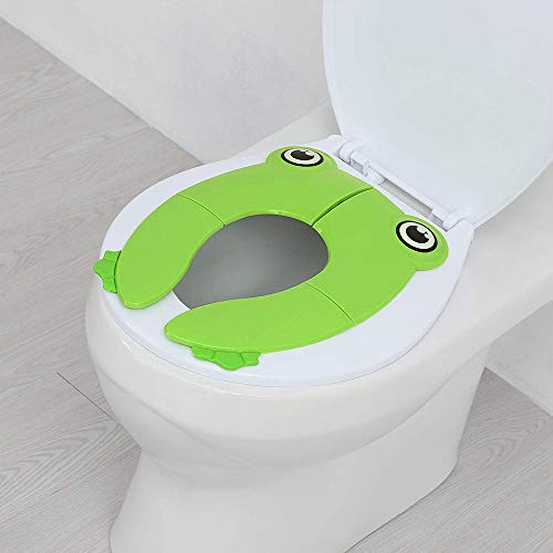 Highpot Portable Folding Non Slip Pads Reusable Toilet Potty Training Seat Covers Liners for Babies,Toddlers and Kids (Green)