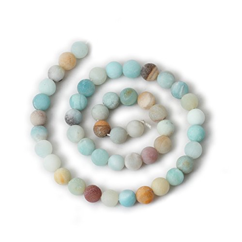 Qiwan 45PCS 8mm polychrome Natural amazonite amazon Dull Polish Gemstone Round Loose Beads for Jewelry Making 1 Strand 15"...