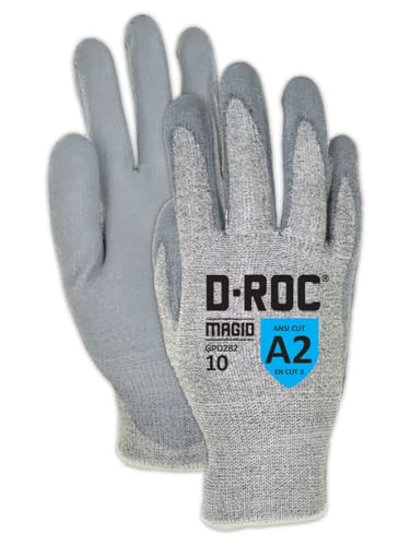 MAGID D-ROC ANSI A2 15-Gauge Polyurethane Palm Work Gloves, 72 Pair, Size 12/3X…