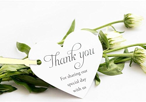 50pcs"Thank you for sharing our special day" Heart Shape Favours Gift Luggage Tags With Cream Ribbon. Perfect for Wedding, Birthday, Party, Baby Shower and Gifts. – HCR
