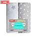Pack N Play Portable Crib Sheet Set by LANCON Kids - 2 Pack of Ultra Soft, Premium 100% Jersey Knit Cotton Fitted Sheets (Gray Star/White Polka Dot)