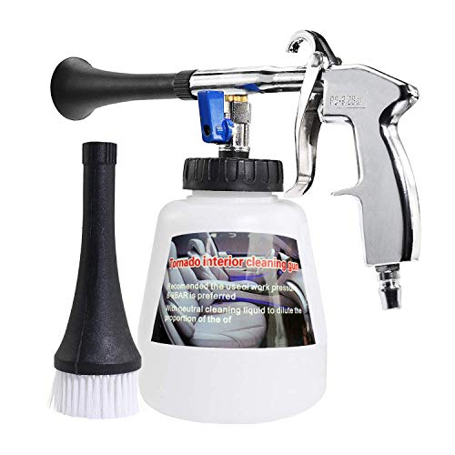 YVO Car Cleaning Gun Interior Washing Air Blow Gun Automotive Air Pulse Cleaning Equipment High Pressure Foamaster Nozzle Sprayer with 1L Foam Bottle (Plastic Nozzle with US Connector)
