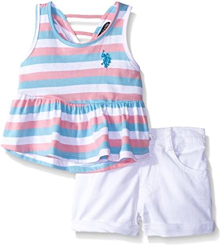 U.S. Polo Assn. Baby Girls' Peplum Tank Top Twill Short