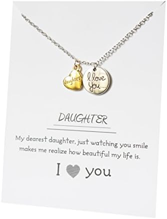 Daughter I Love You to The Moon Jewelry Pendant Gift Card Heart Necklace 18 Inch