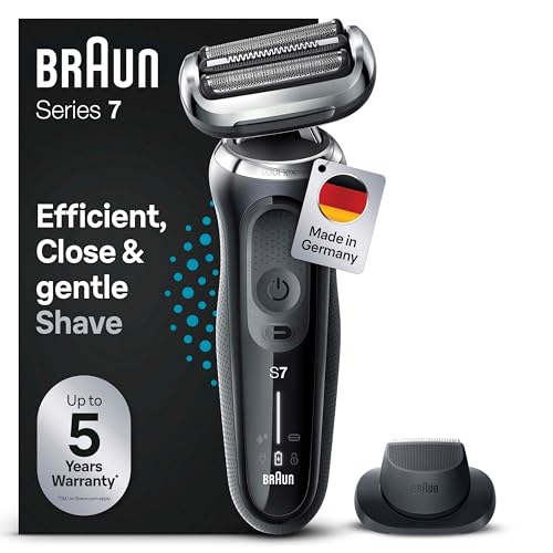 Braun Series 7 Elektrorasierer 360° Flex mit Präzisionstrimmer, Trimmer & Rasierer Herren Elektrisch, Wet & Dry, rasierapparat, trockenrasierer, Made