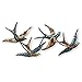 Blue Gold Bronze Finished Metal Flying Birds Wall Art