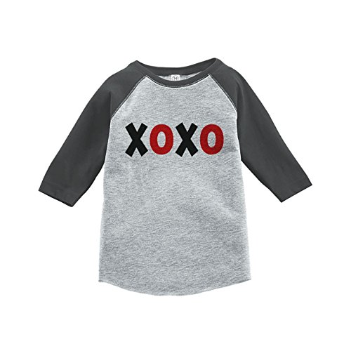 Custom Party Shop Kids XOXO Happy Valentine's Day 2T Grey Raglan