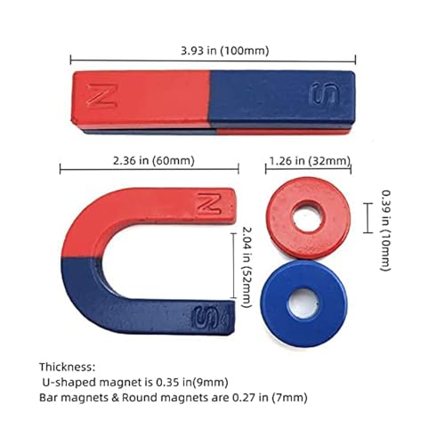 Magnets for Kids Classroom Students Education Science Experiment Kid Magnets Kit Set Including Bar/Ring/Horseshoe Magnets/Compass/Iron Filings