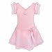 FEESHOW Kids Girls' Ruffle Flutter Sleeve Gymnastic Leotard Ballet Tutu Dress Skirt Princess Dance wear Costumes Pink 5-6