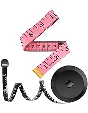 2 Pack Tape Measure Measuring Tape for Body Fabric Sewing Tailor Cloth Knitting Vinyl Home Craft Measurements, 60-Inch Soft Fashion Tape & Retractable Black Double Scales Rulers for Body Weight Loss