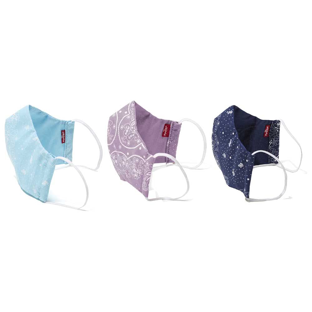 3pk Reusable Bandana Face Covering Blue/Purple/Topaz - S