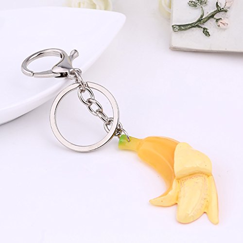Slendima Cute Fruit Keychain,Fresh Banana/Pomegranate/Pineapple/Lemon/Pitaya/Orange/Kiwi Key Ring Hand Bag Pendant Hanging Ornament Gift