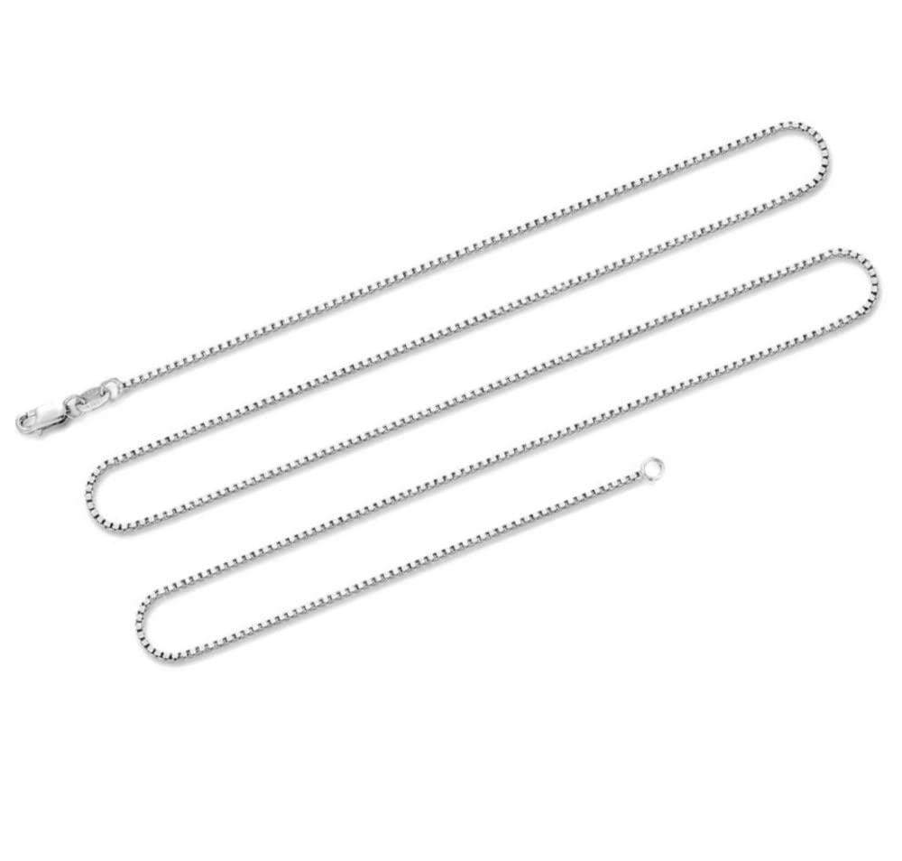 TreasureBay Women’s Necklace 925 Sterling Silver Snake Curb Figaro Box Rolo Rope Anchor Chain Necklace 16" 18" 19" 20" 21" 22" 24" 30" Inch Italian Chain (1.1mm Box Chain, 20)