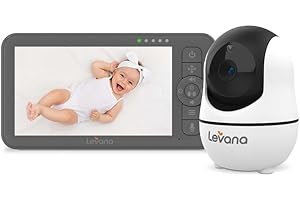 Levana Nala Video Baby Monitor, 5.5" 1080P Screen, Night Vision PTZ Camera, 22 Hour Battery Life, 5000mAH Battery, No WiFi, T