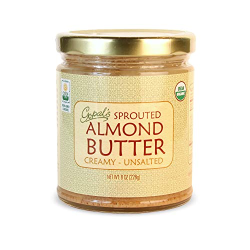 Gopal's Organic Raw Sprouted Almond Butter (Creamy and Unsalted) - 8 Ounces Jar - Thumbnail 5