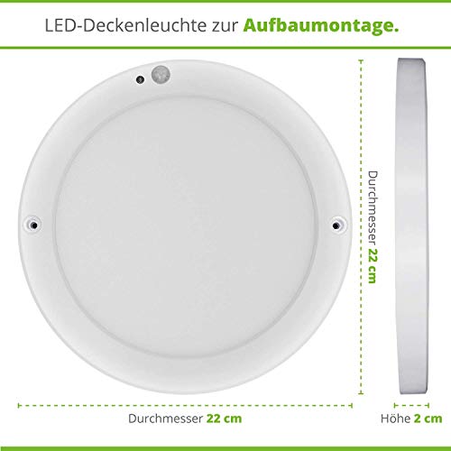 HAGEMANN LED Deckenleuchte mit Bewegungsmelder innen 18 Watt rund 1500lm IP20 – 22cm Durchmesser – 230V LED Lampe mit… – Bild 4