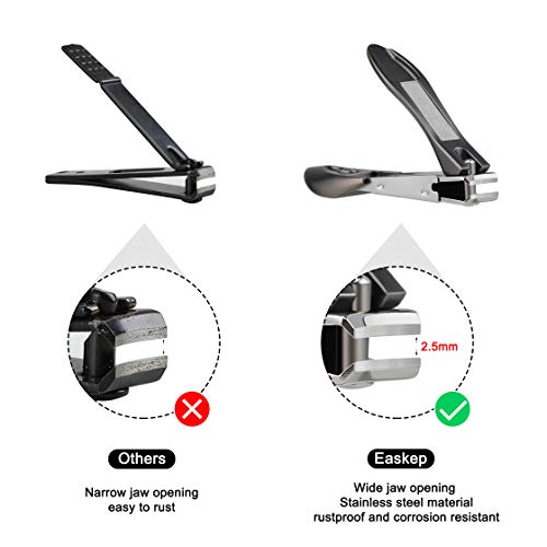 Easkep Nail Clippers, 2 pcs Sharp and Durable Nail Clipper Set Anti-splash Fingernail Toenail Nail Cutter Stainless Steel Sturdy Trimmer Set for Men and Women