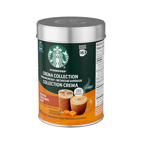STARBUCKS Crema Collection Salted Caramel Premium Instant Coffee Mix, 202 g | Smooth & Buttery with a Creamy Foam Finish, Enjoy Hot or Iced