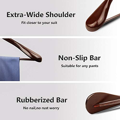 meqution Coat Hanger 8-Pack, Wood Hangers Trouser Hangers Extra Wide Shoulder Wooden Hangers for Heavy Coat, Sweater, Skirt, Suit, Pants, Retro Finish (Retro Finish)