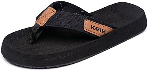 Flip-Flops,Thong Sandals for Men Human Engineering Platform Classical Handmade Beach Slipper for Indoor Outdoor by KEIK (10 D(M) US, BLACK)